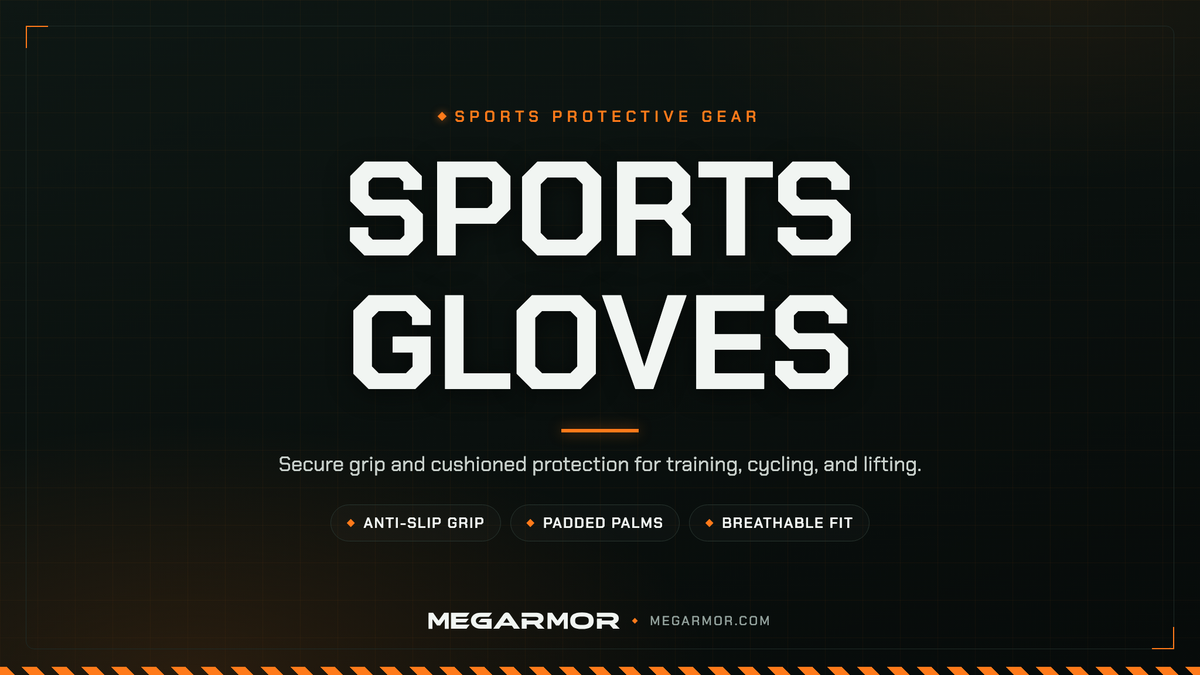Megarmor sports gloves collection banner — grip and impact protection for training, cycling, and lifting
