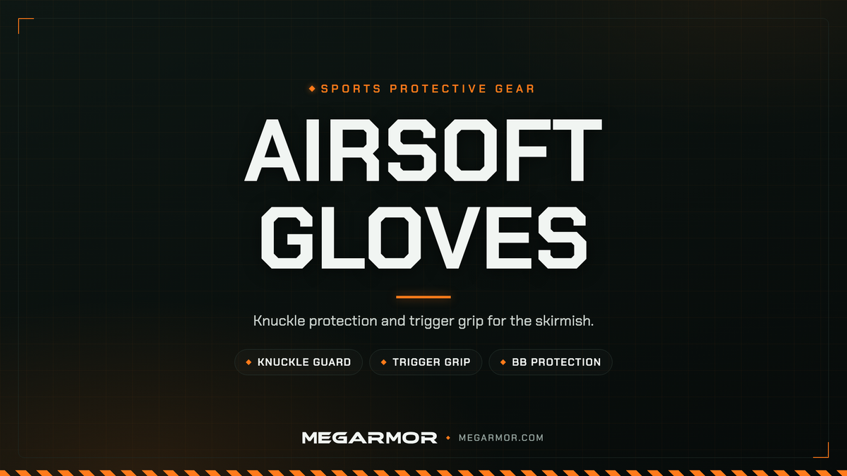 Megarmor airsoft gloves collection banner — knuckle protection and trigger grip for airsoft and milsim
