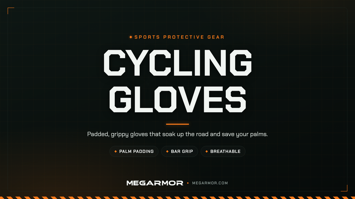 Megarmor men's cycling gloves collection banner — padded palms and bar grip for road and mountain biking