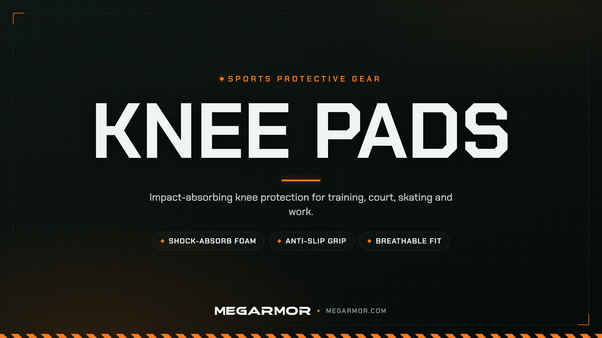 Megarmor knee pads collection banner — impact-absorbing sports knee protection