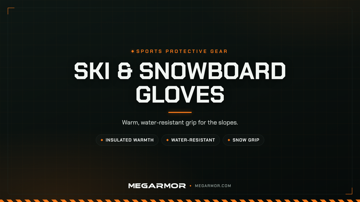 Megarmor men's ski and snowboard gloves collection banner — insulated, water-resistant gloves for the slopes