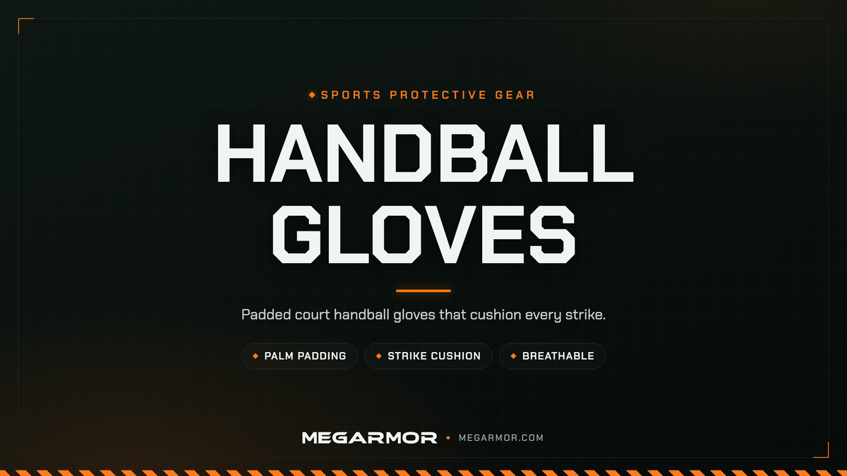 Megarmor handball gloves collection banner — padded court gloves that cushion and grip for wall handball