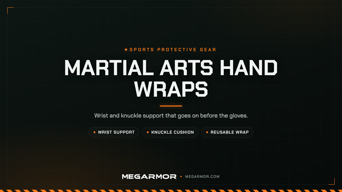 Megarmor martial arts hand wraps collection banner — wrist and knuckle support for boxing, MMA, and Muay Thai