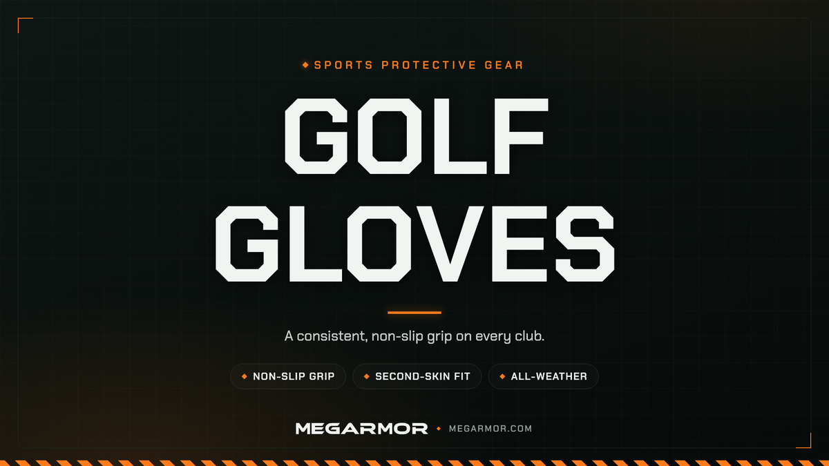 Megarmor golf gloves collection banner — a consistent, non-slip grip on the club in all weather